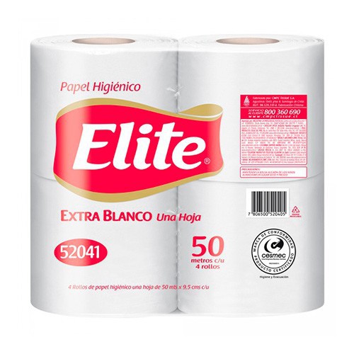 Papel Higiénico Classic Rollo 50 metros 4 Unidades ELITE Papel Higiénico Classic Rollo 50 metros 4 Unidades ELITE
